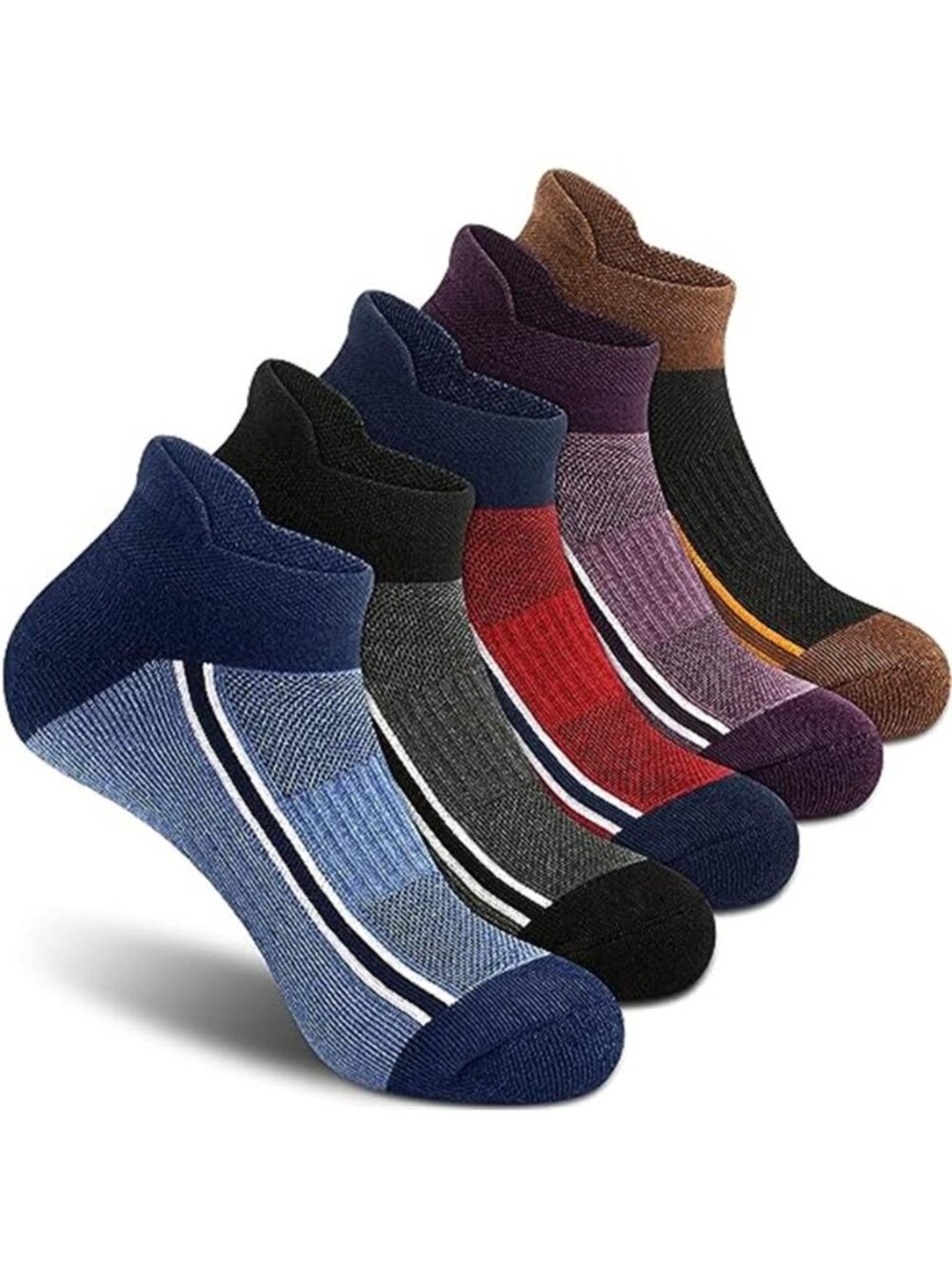 5 Pairs Men's Running Athletic Ankle Socks Thick Cushioned Low Cut Socks